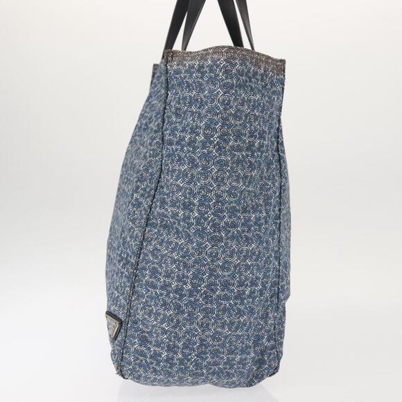 PRADA Tote Bag Nylon Blue Silver - Picture 4 of 12
